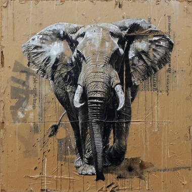 Olifant mixed media